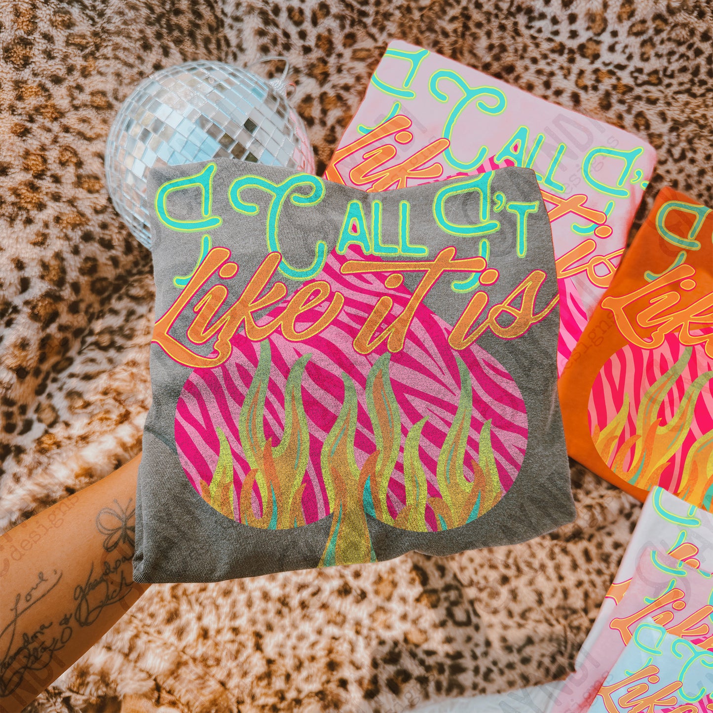 I Call it Like it is Sublimation Design PNG Digital Download Neon Spade Flames