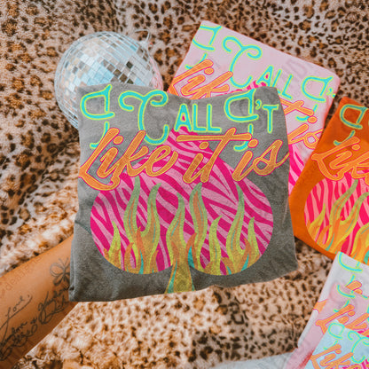 I Call it Like it is Sublimation Design PNG Digital Download Neon Spade Flames