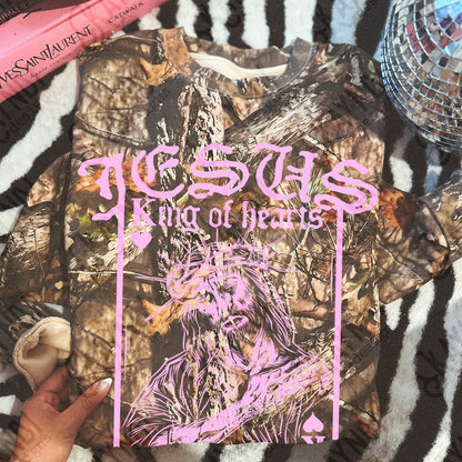 Jesus King of Hearts Light Pink Sublimation Design PNG Digital Download Faith Card