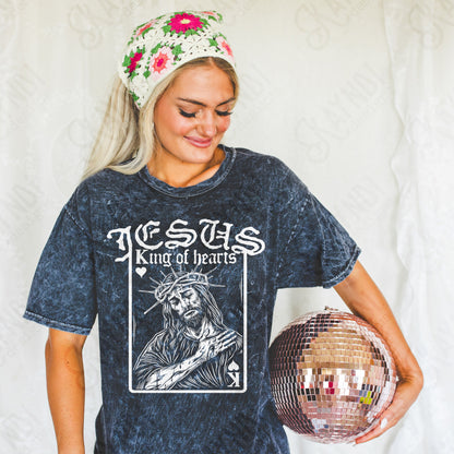 Jesus King of Hearts Light Sublimation Design PNG Digital Download Faith Card White