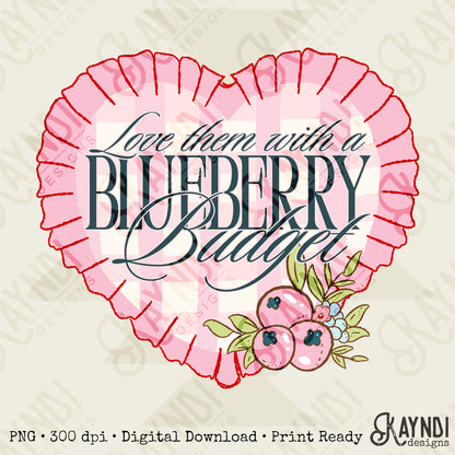 Love Them with a Blueberry Budget Sublimation Design PNG Digital Download Checker Plaid Heart
