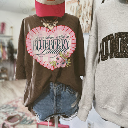 Love Them with a Blueberry Budget Sublimation Design PNG Digital Download Checker Plaid Heart