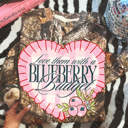 Love Them with a Blueberry Budget Sublimation Design PNG Digital Download Checker Plaid Heart