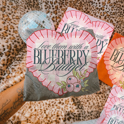 Love Them with a Blueberry Budget Sublimation Design PNG Digital Download Checker Plaid Heart