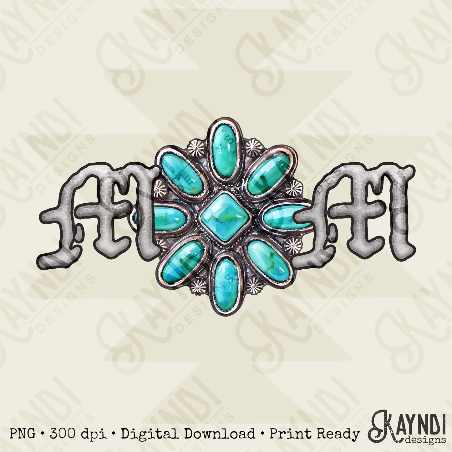 Mom Turquoise Concho Sublimation Design PNG Digital Download