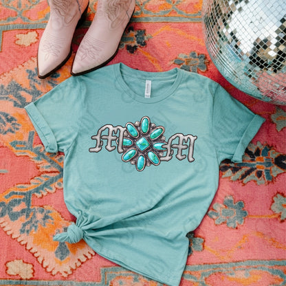 Mom Turquoise Concho Sublimation Design PNG Digital Download