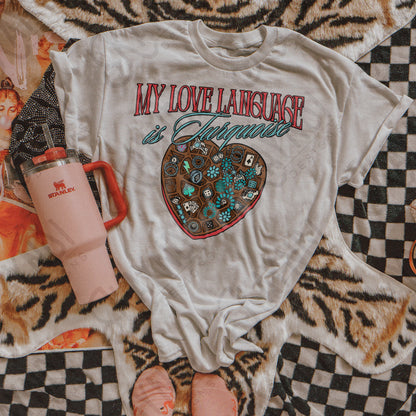 My Love Language is Turquoise Sublimation Design PNG Digital Download Valentine Heart Box