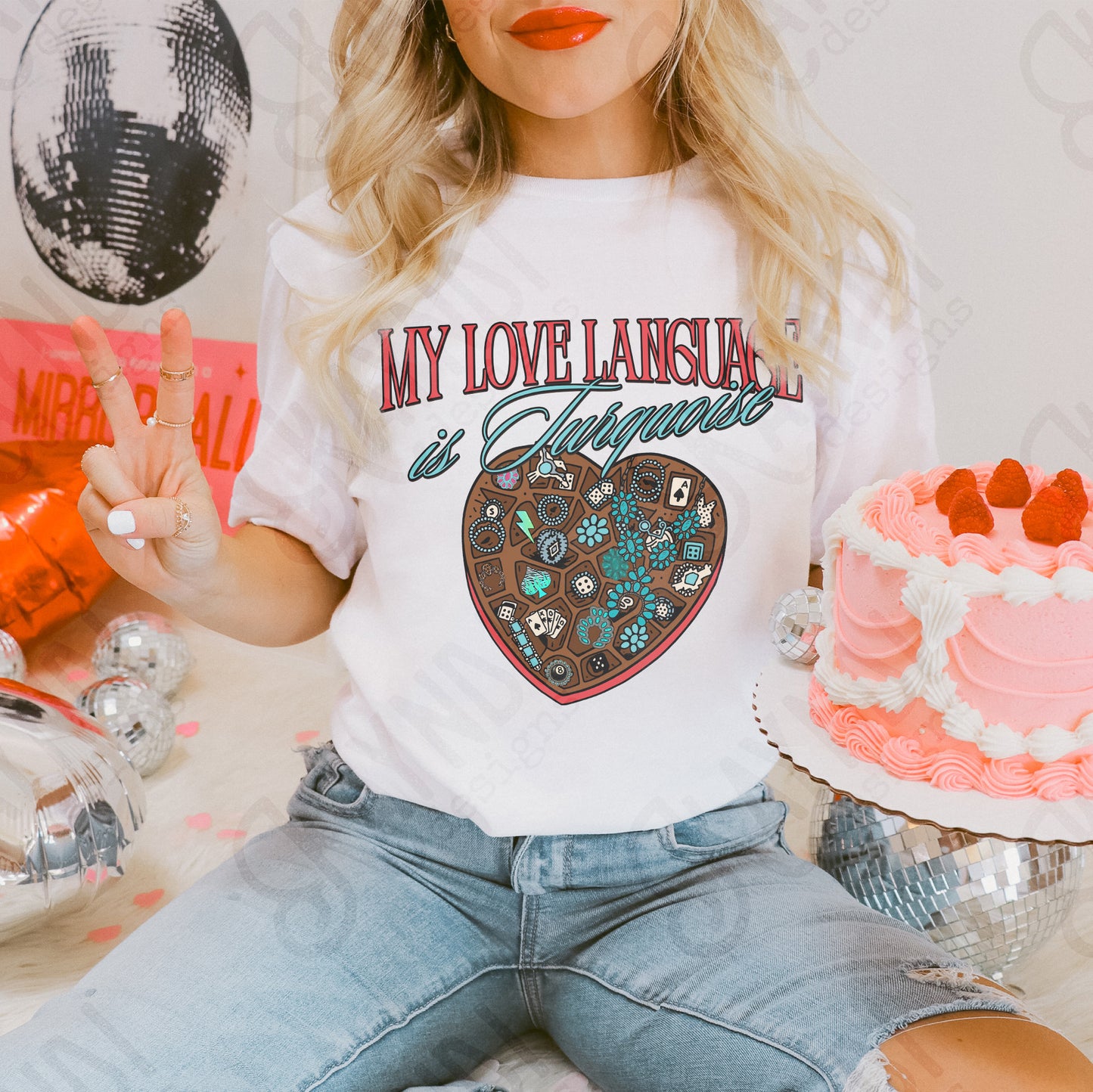 My Love Language is Turquoise Sublimation Design PNG Digital Download Valentine Heart Box