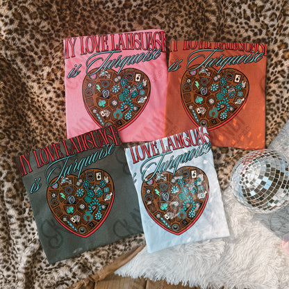 My Love Language is Turquoise Sublimation Design PNG Digital Download Valentine Heart Box
