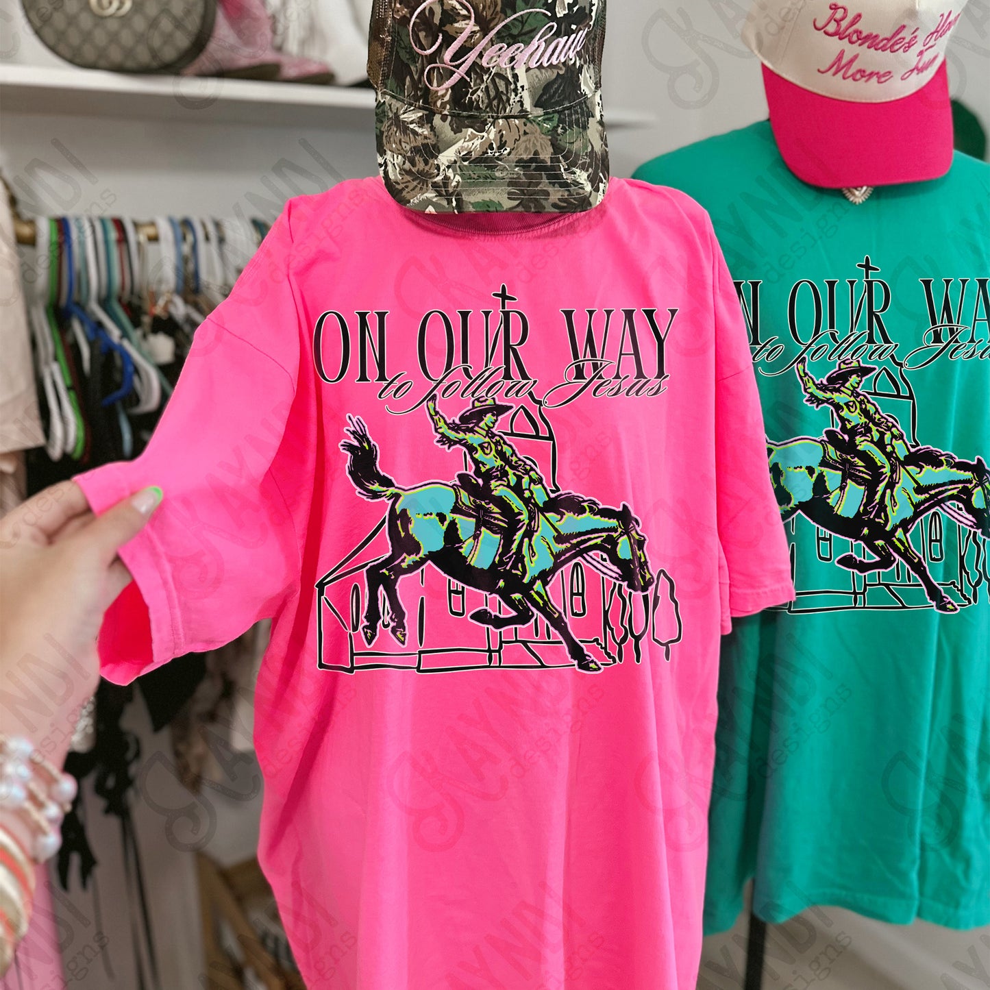 On Our Way to Follow Jesus Sublimation Design PNG Digital Download Rodeo Cowboy Faith