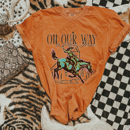 On Our Way to Follow Jesus Sublimation Design PNG Digital Download Rodeo Cowboy Faith