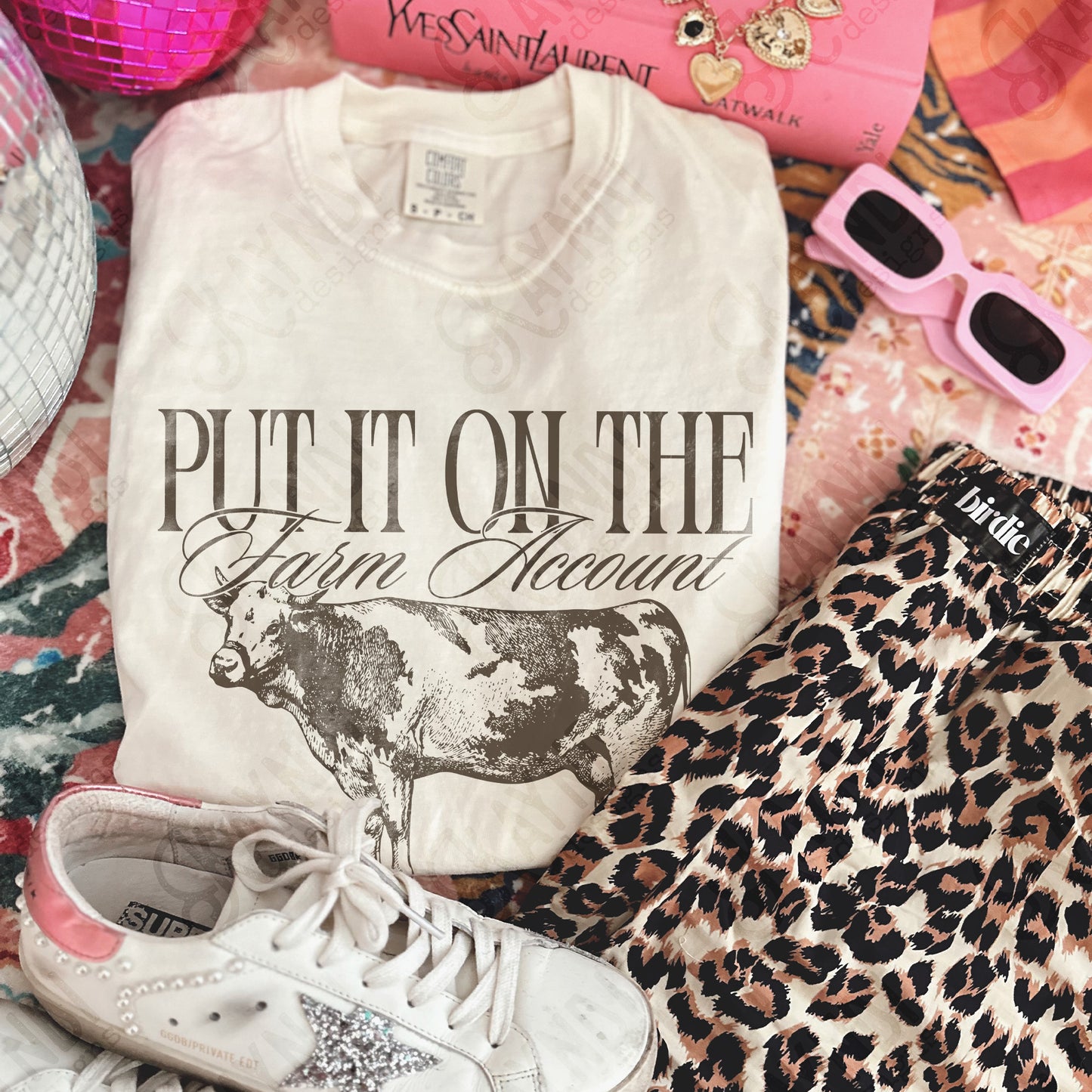 Put it on the Farm Account Sublimation Design PNG Digital Download Cow Bull