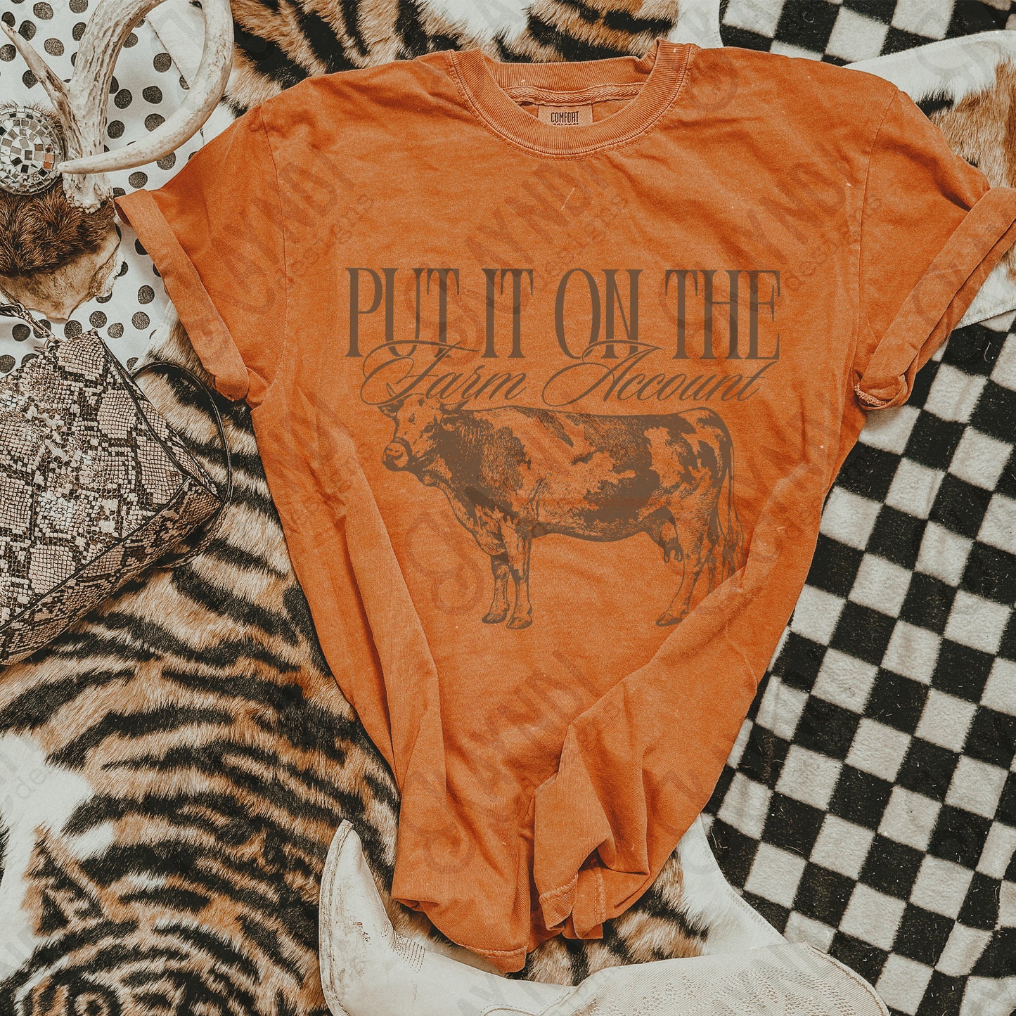 Put it on the Farm Account Sublimation Design PNG Digital Download Cow Bull