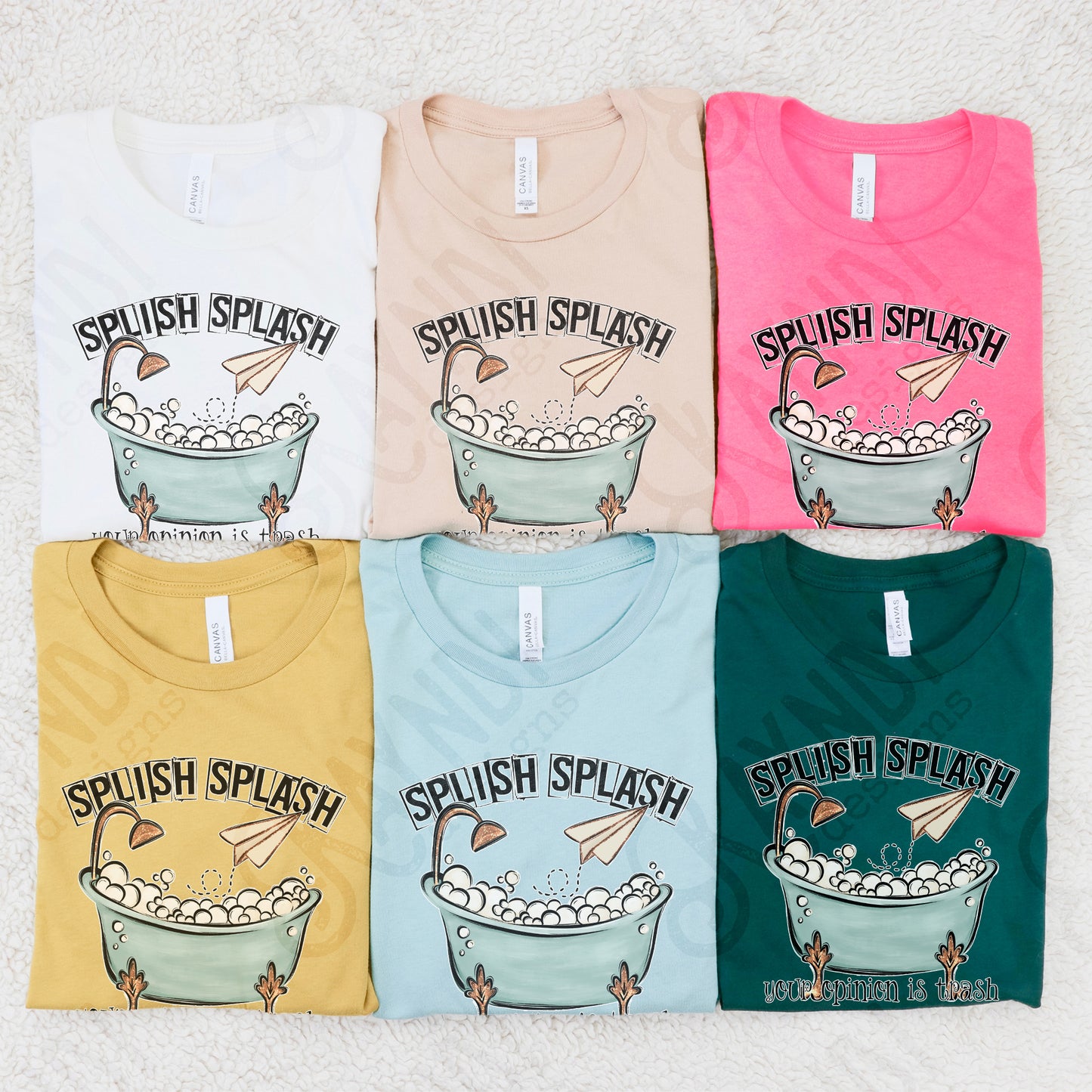 Splish Splash Your Opinion is Trash Blue Sublimation Design PNG Digital Download Bathtub Bubbles