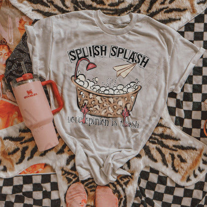 Splish Splash Your Opinion is Trash Leopard Sublimation Design PNG Digital Download Bathtub Bubbles