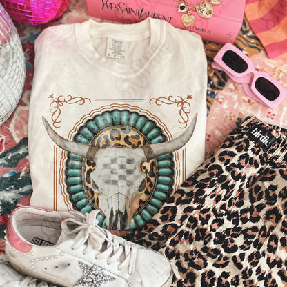 Steer Skull Sublimation Design PNG Digital Download Turquoise Concho