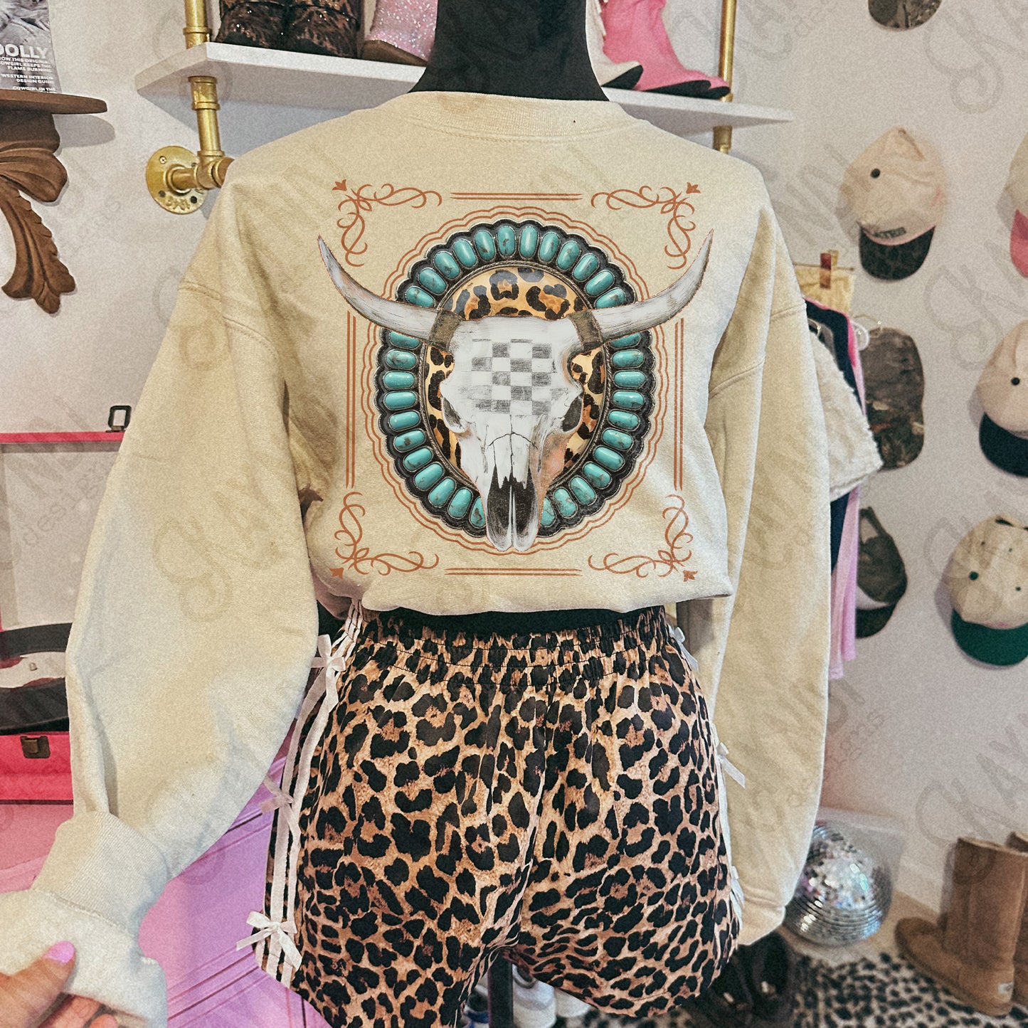 Steer Skull Sublimation Design PNG Digital Download Turquoise Concho