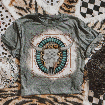 Steer Skull Sublimation Design PNG Digital Download Turquoise Concho