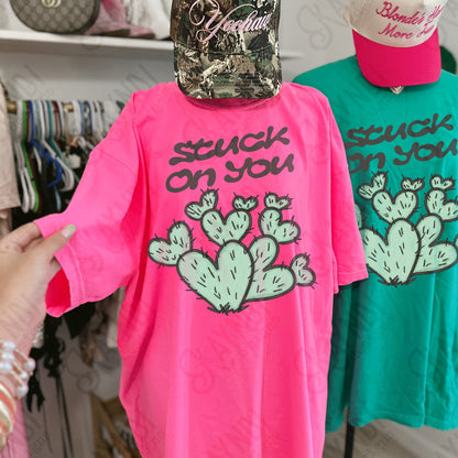 Stuck on You Sublimation Design PNG Digital Download Cactus Hearts