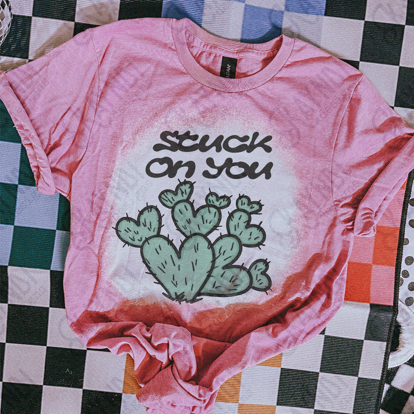 Stuck on You Sublimation Design PNG Digital Download Cactus Hearts