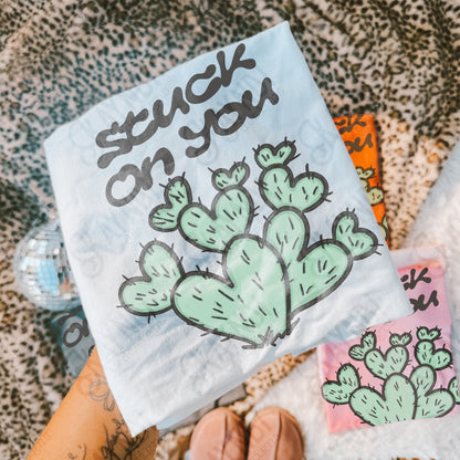 Stuck on You Sublimation Design PNG Digital Download Cactus Hearts