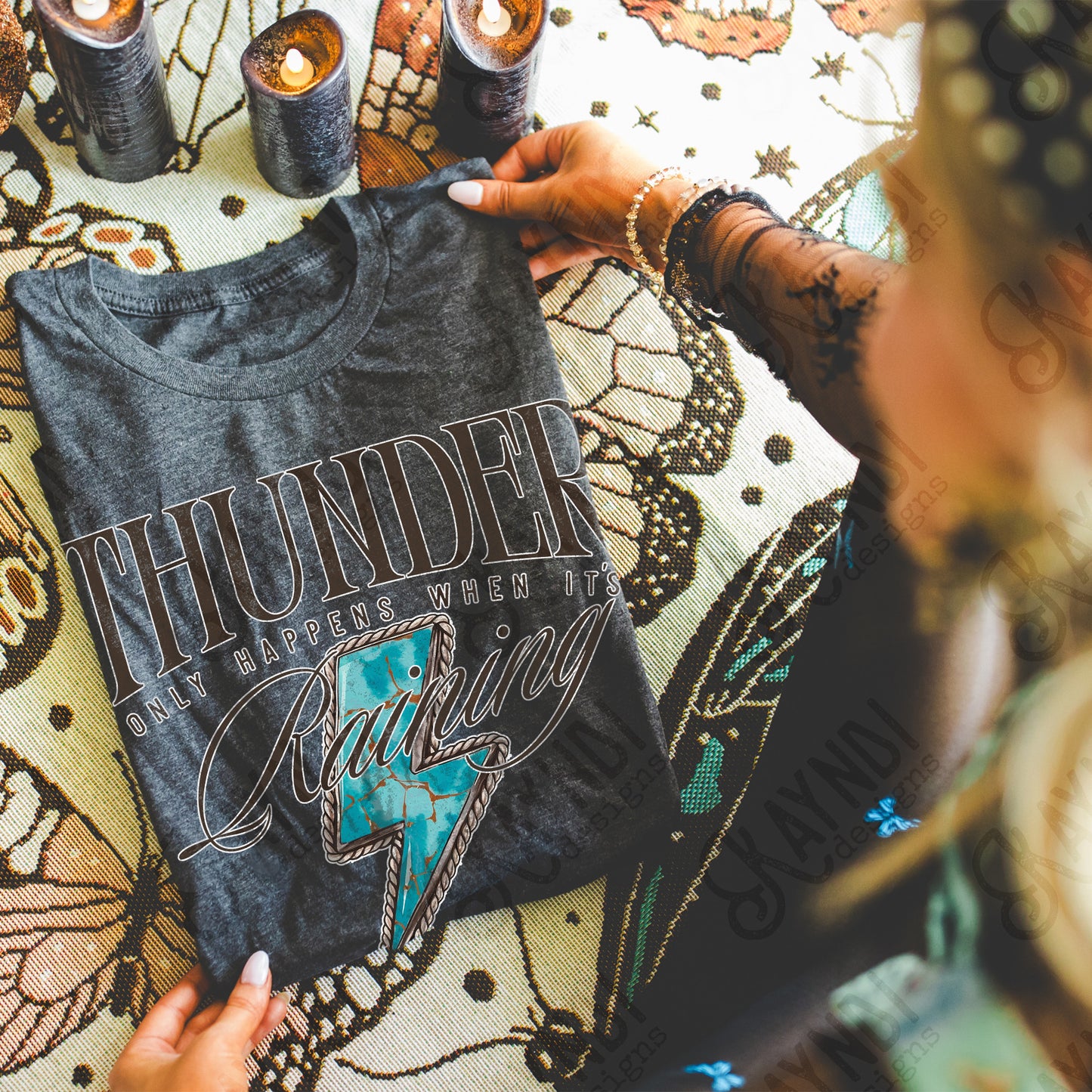 Thunder Only Happens When It's Raining Sublimation Design PNG Digital Download Lightning Turquoise