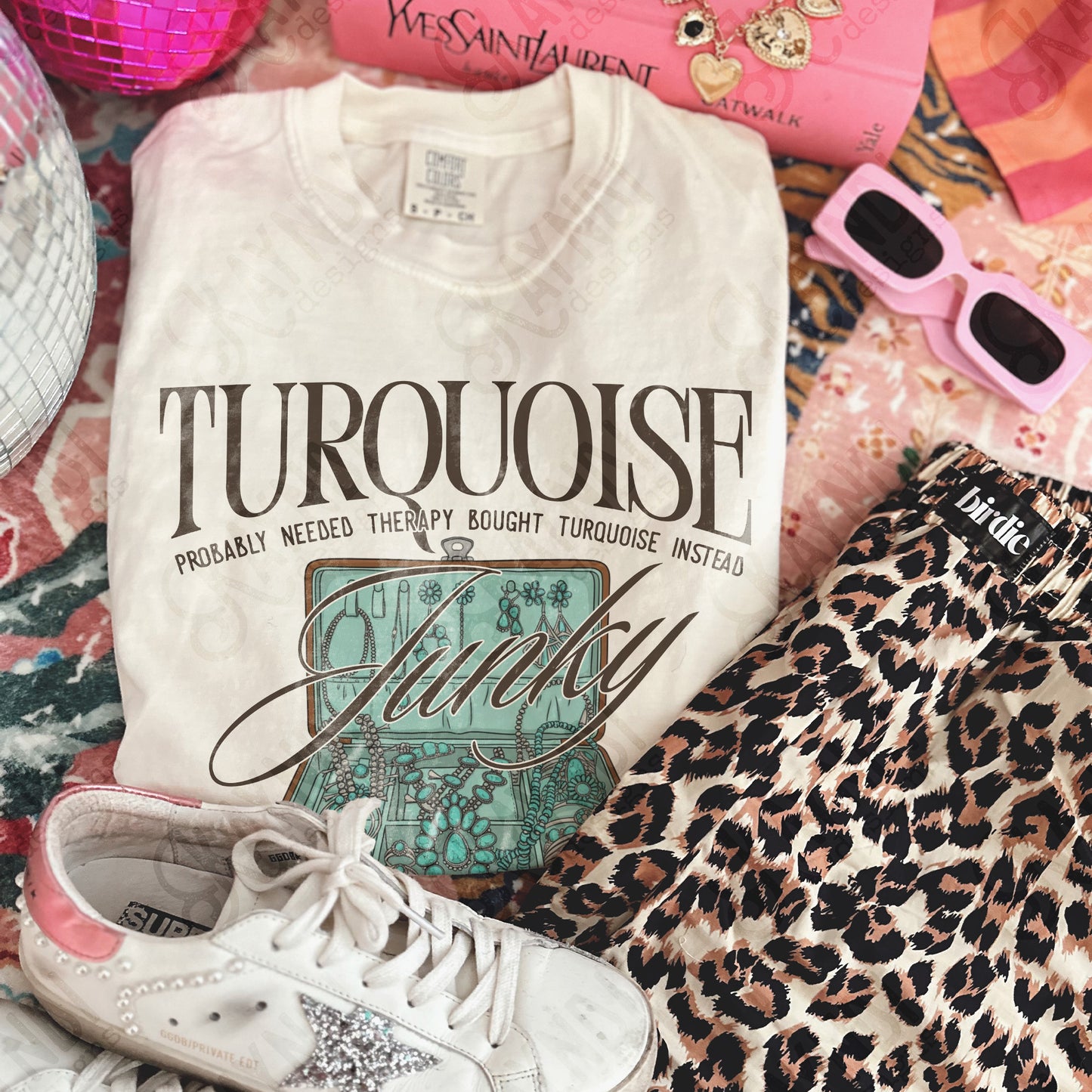 Turquoise Junky Sublimation Design PNG Digital Download Jewelry Therapy