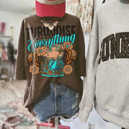 Turquoise Goes with Everything Sublimation Design PNG Digital Download Concho Jewelry