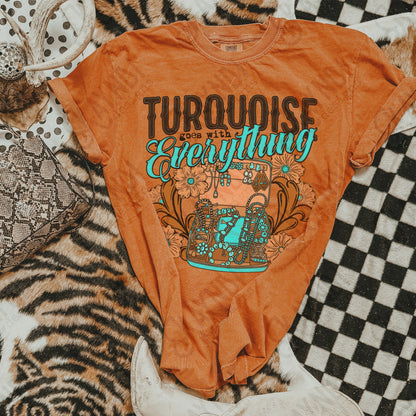 Turquoise Goes with Everything Sublimation Design PNG Digital Download Concho Jewelry