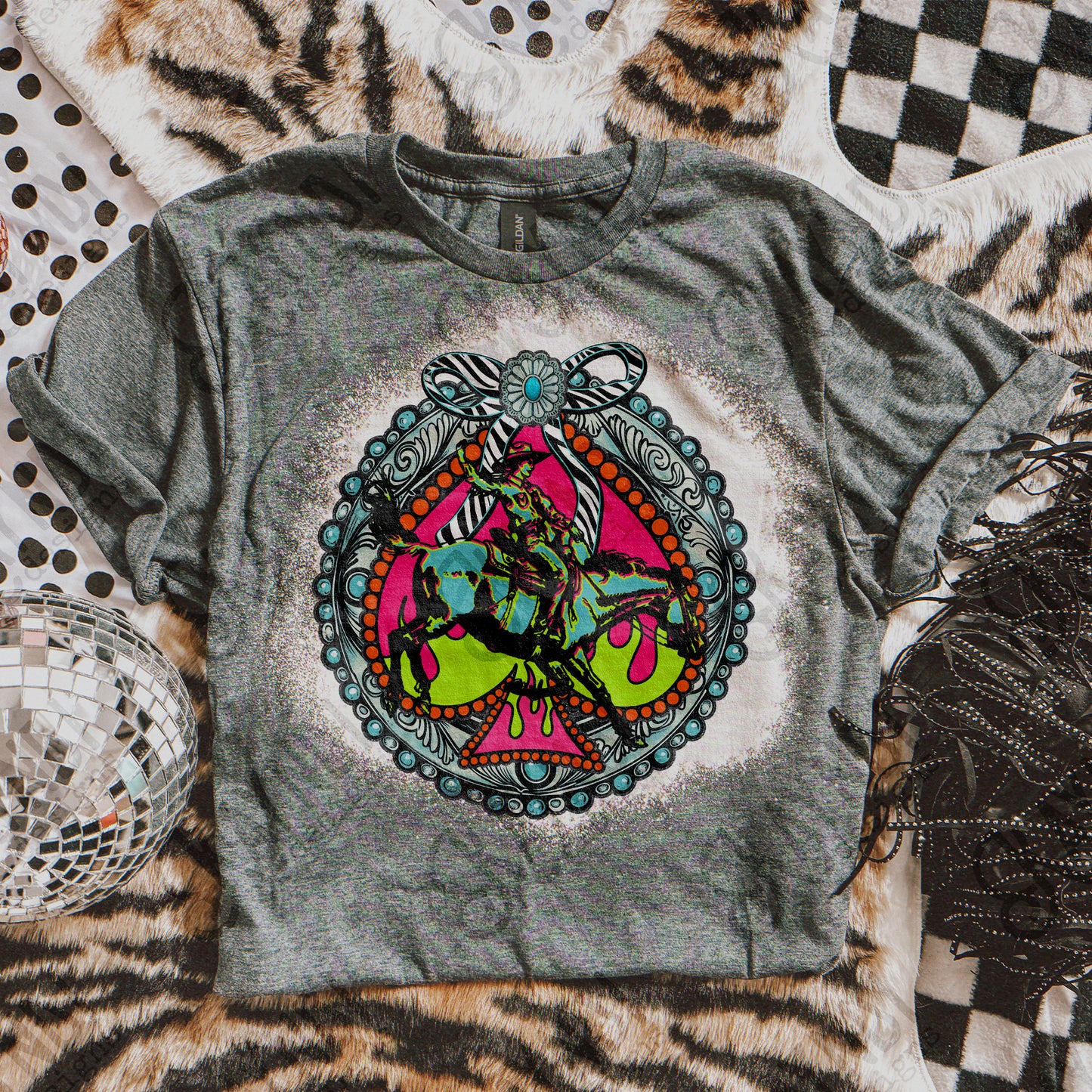 Western Sublimation Design PNG Digital Download Rodeo Neon Turquoise