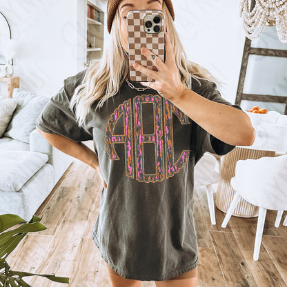 Duck Camo Woodland Pink Glitter Scalloped Monogram Set Sublimation Design PNG Digital Download Printable Gold Camo