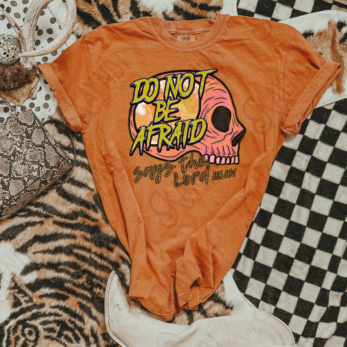 Do Not Be Afraid Fierce Faith Collab Design Sublimation Design PNG Digital Download Printable Cute Rock Band Jesus Skull Goth