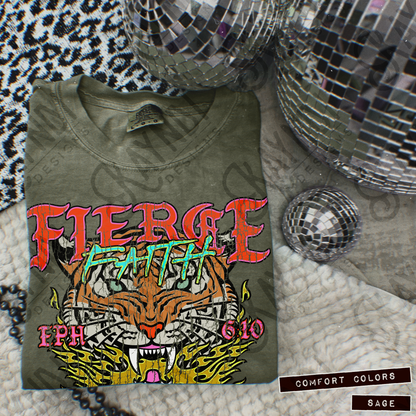 Fierce Faith Tiger Distressed Fierce Faith Collab Design Sublimation Design PNG Digital Download Printable Cute Rock Band Jesus Skull Goth Grunge