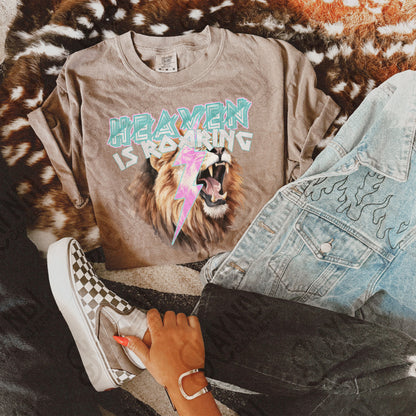 Heaven is Roaring White Fierce Faith Collab Design Sublimation Design PNG Digital Download Printable Cute Rock Band Jesus Lion Bolt Goth Grunge