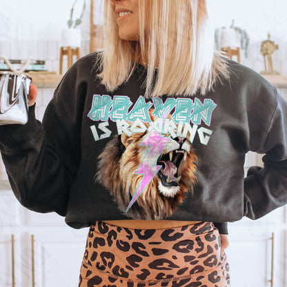 Heaven is Roaring White Fierce Faith Collab Design Sublimation Design PNG Digital Download Printable Cute Rock Band Jesus Lion Bolt Goth Grunge