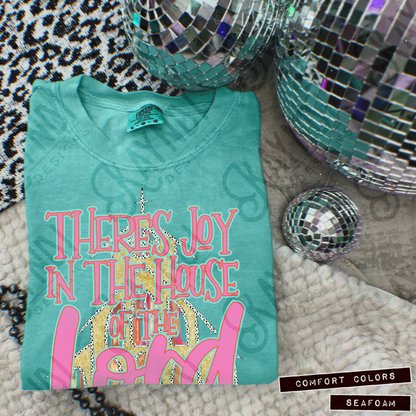 Joy in the House of the Lord with Pocket Fierce Faith Collab Design Sublimation Design PNG Digital Download Printable Cute Church Brushstrokes Glitter Pink Preppy