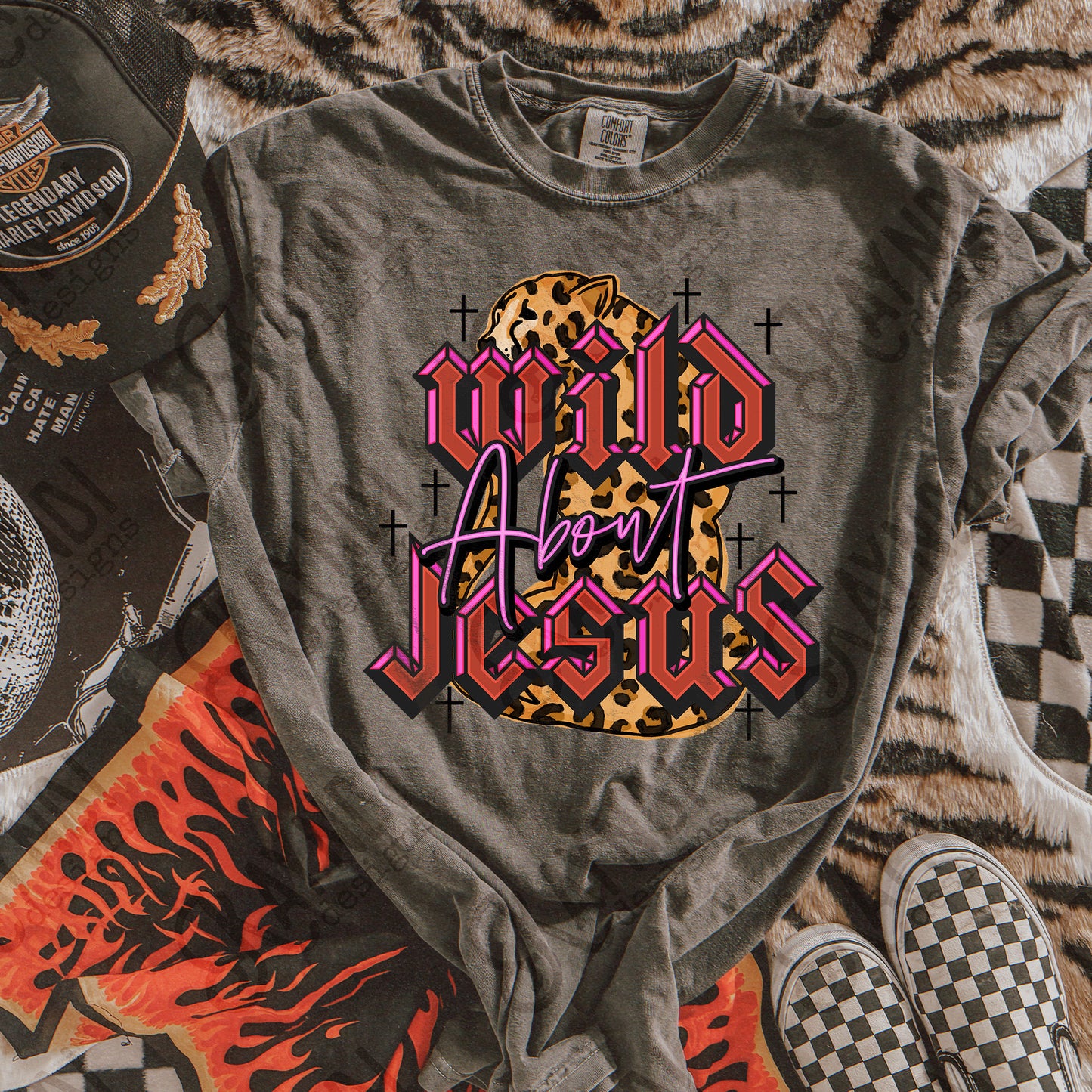 Wild about Jesus Red Fierce Faith Collab Design Sublimation Design PNG Digital Download Printable Cute Pink Leopard Cheetah Grunge