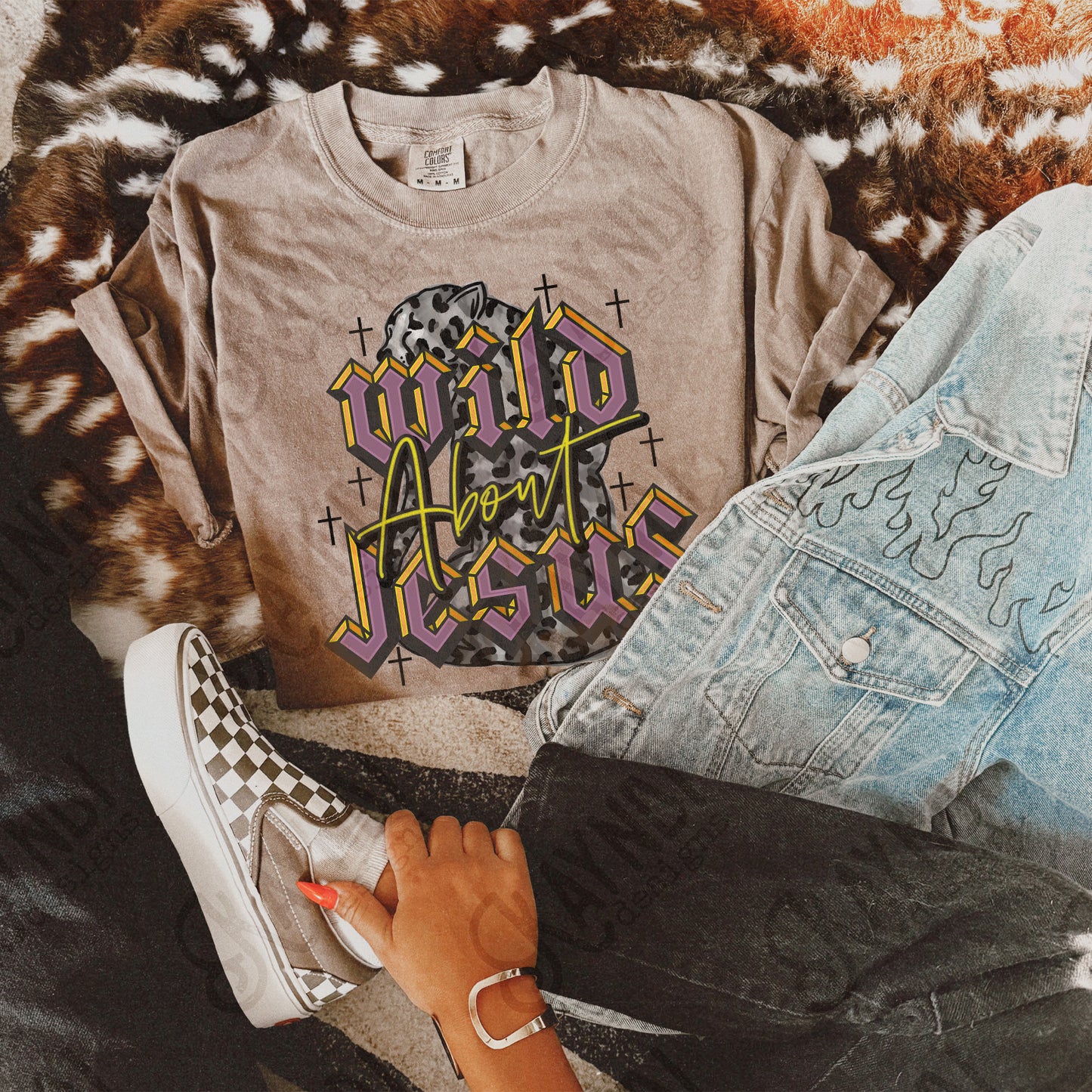 Wild about Jesus Purple Fierce Faith Collab Design Sublimation Design PNG Digital Download Printable Cute Pink Leopard Cheetah Grunge