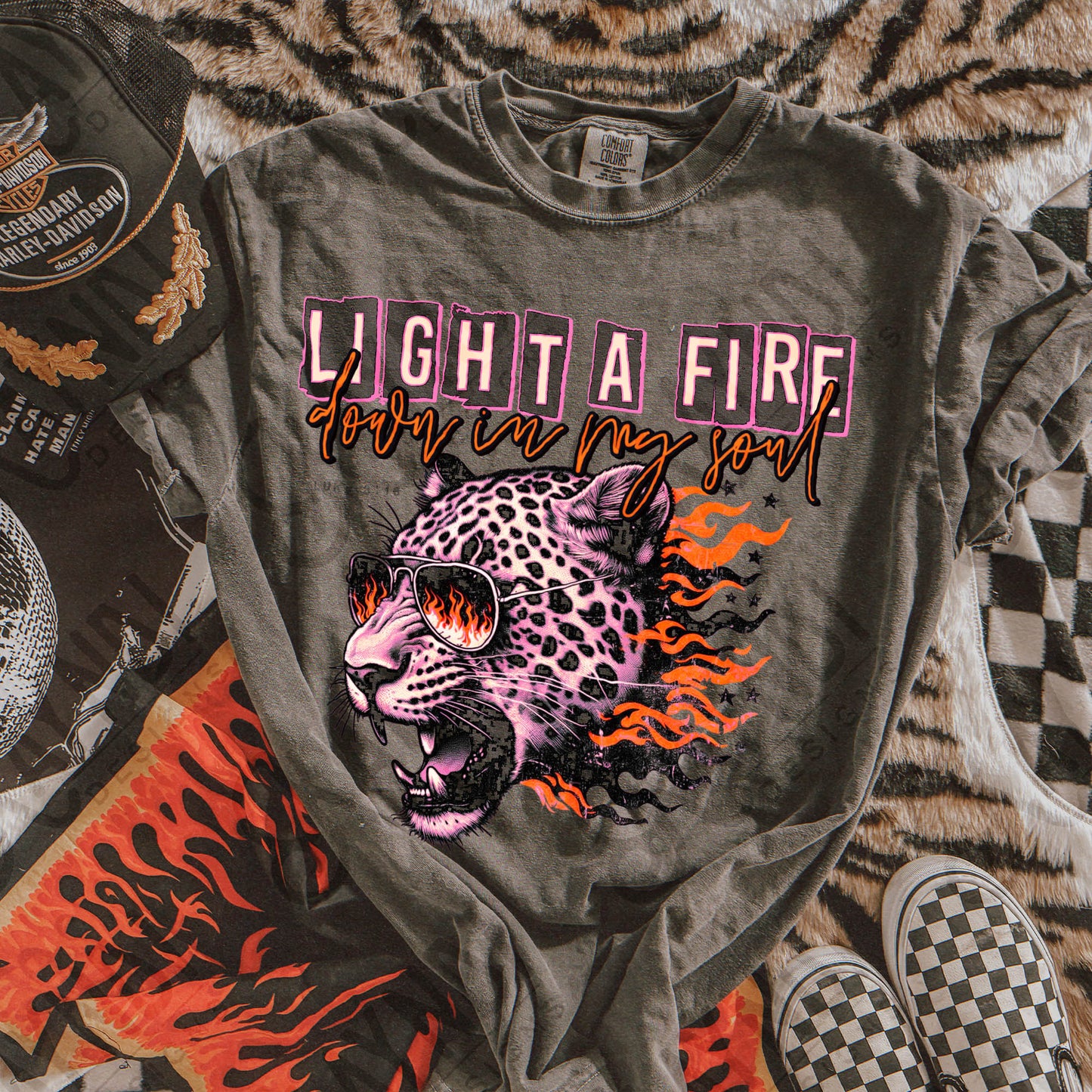 Light a Fire Sublimation Design PNG Digital Download Printable Faith Cheetah Bible Verse