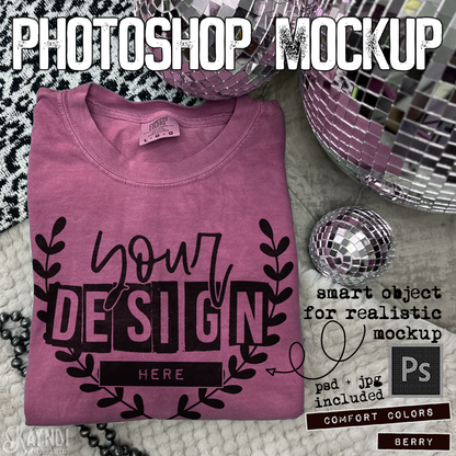 Comfort Colors Berry High Quality PSD File with Smart Object Mock-up