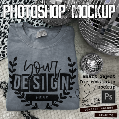 Comfort Colors Granite High Quality PSD File with Smart Object Mock-up