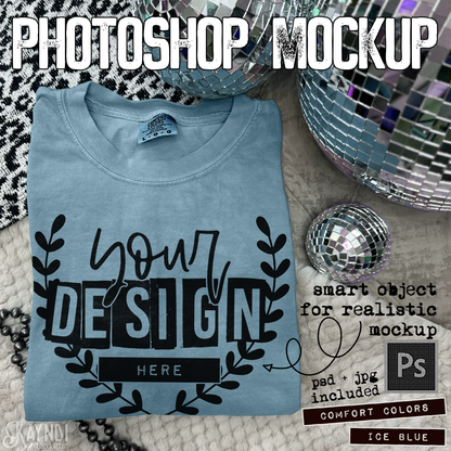 Comfort Colors Ice Blue High Quality PSD File with Smart Object Mock-up