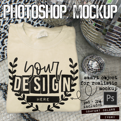Comfort Colors Ivory High Quality PSD File with Smart Object Mock-up