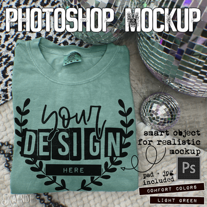 Comfort Colors Light Green High Quality PSD File with Smart Object Mock-up