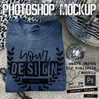 Comfort Colors Navy High Quality PSD File with Smart Object Mock-up
