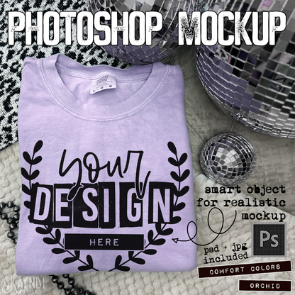 Comfort Colors Orchid High Quality PSD File with Smart Object Mock-up