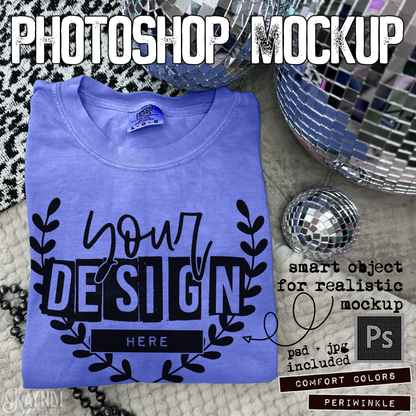 Comfort Colors Periwinkle High Quality PSD File with Smart Object Mock-up