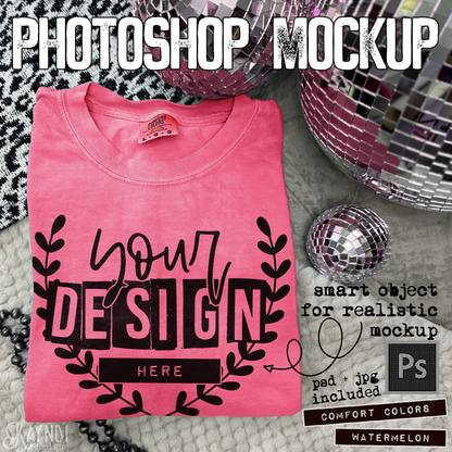 Comfort Colors Watermelon High Quality PSD File with Smart Object Mock-up