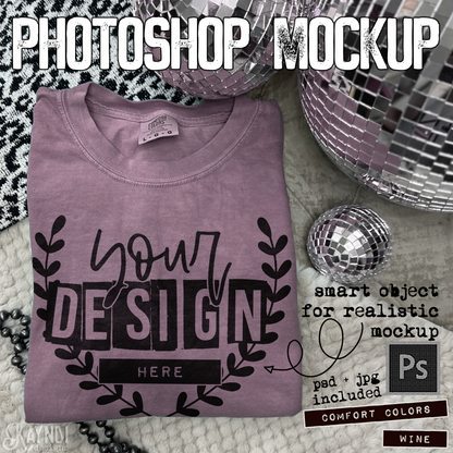 Comfort Colors Wine High Quality PSD File with Smart Object Mock-up
