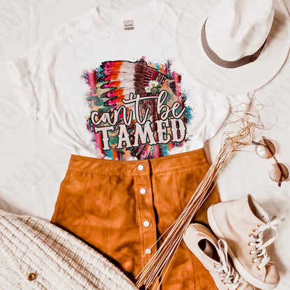 Can't Be Tamed Sublimation Design PNG Digital Download Printable Head Dress Aztec Brushstroke